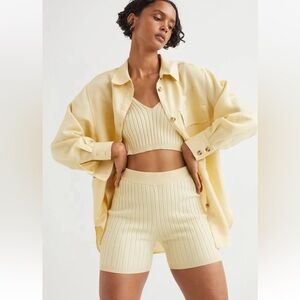 H&M Cream Ribbed Knit Shorts